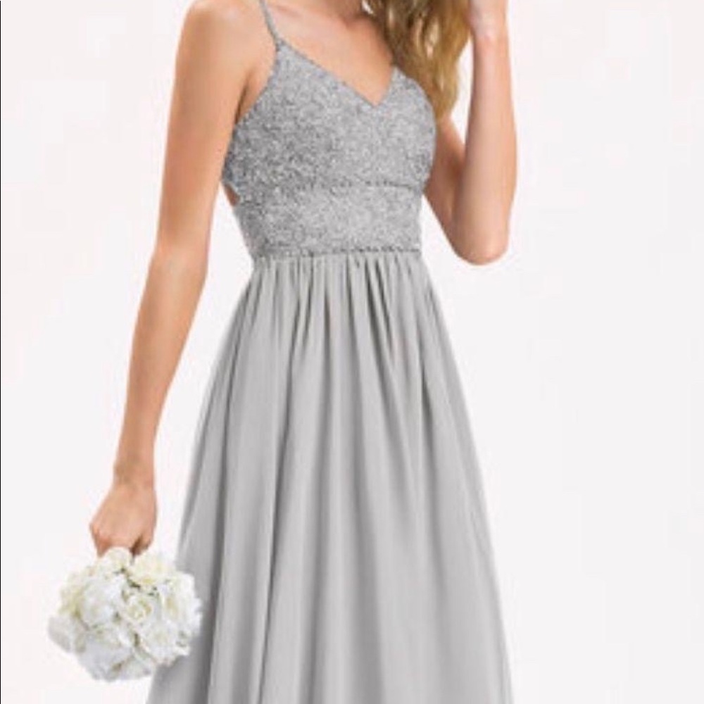 JjHouse gray bridesmaids dress